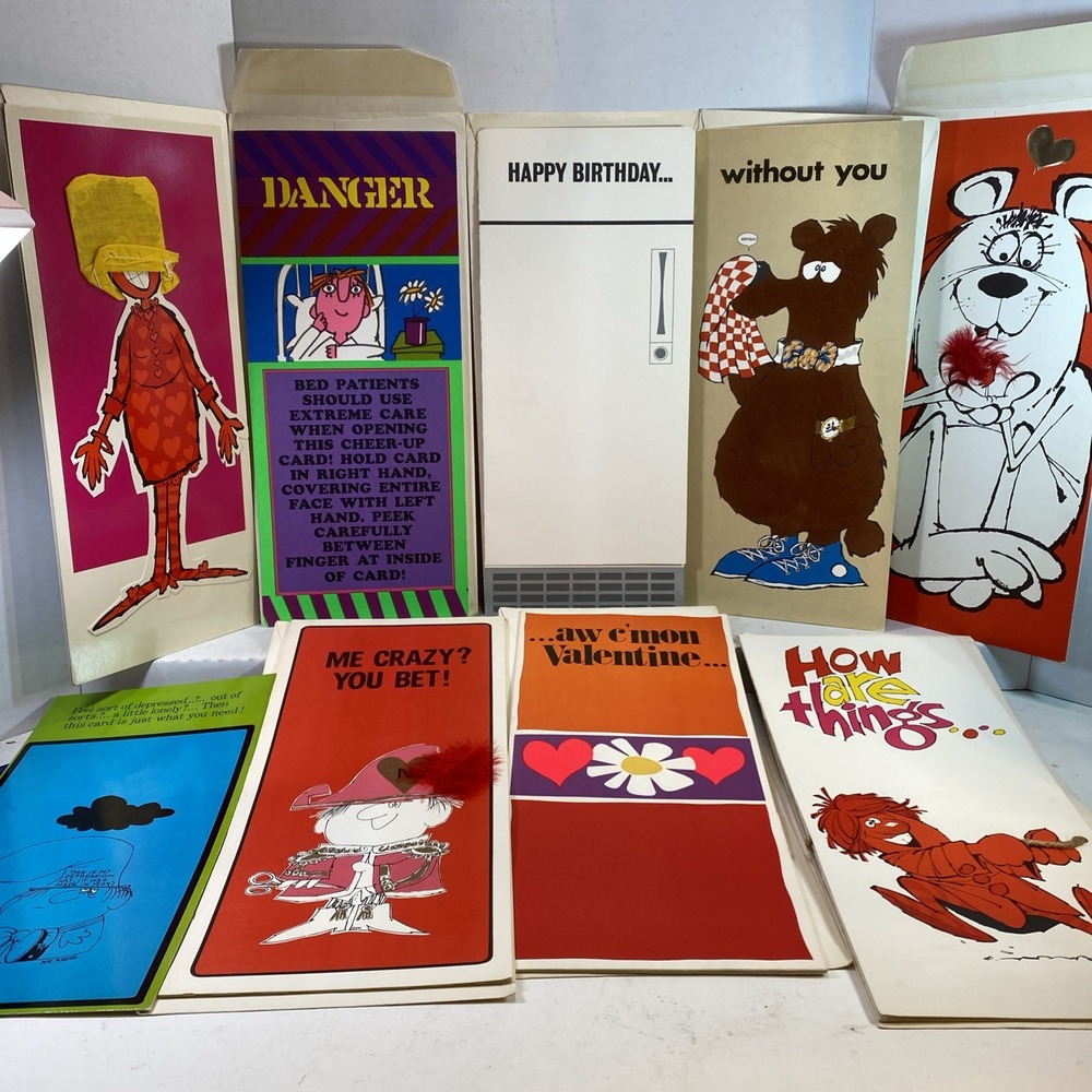VINTAGE HALLMARK XLarge CONTEMPORARY GREETING CARDS With envelopes Set Of 9